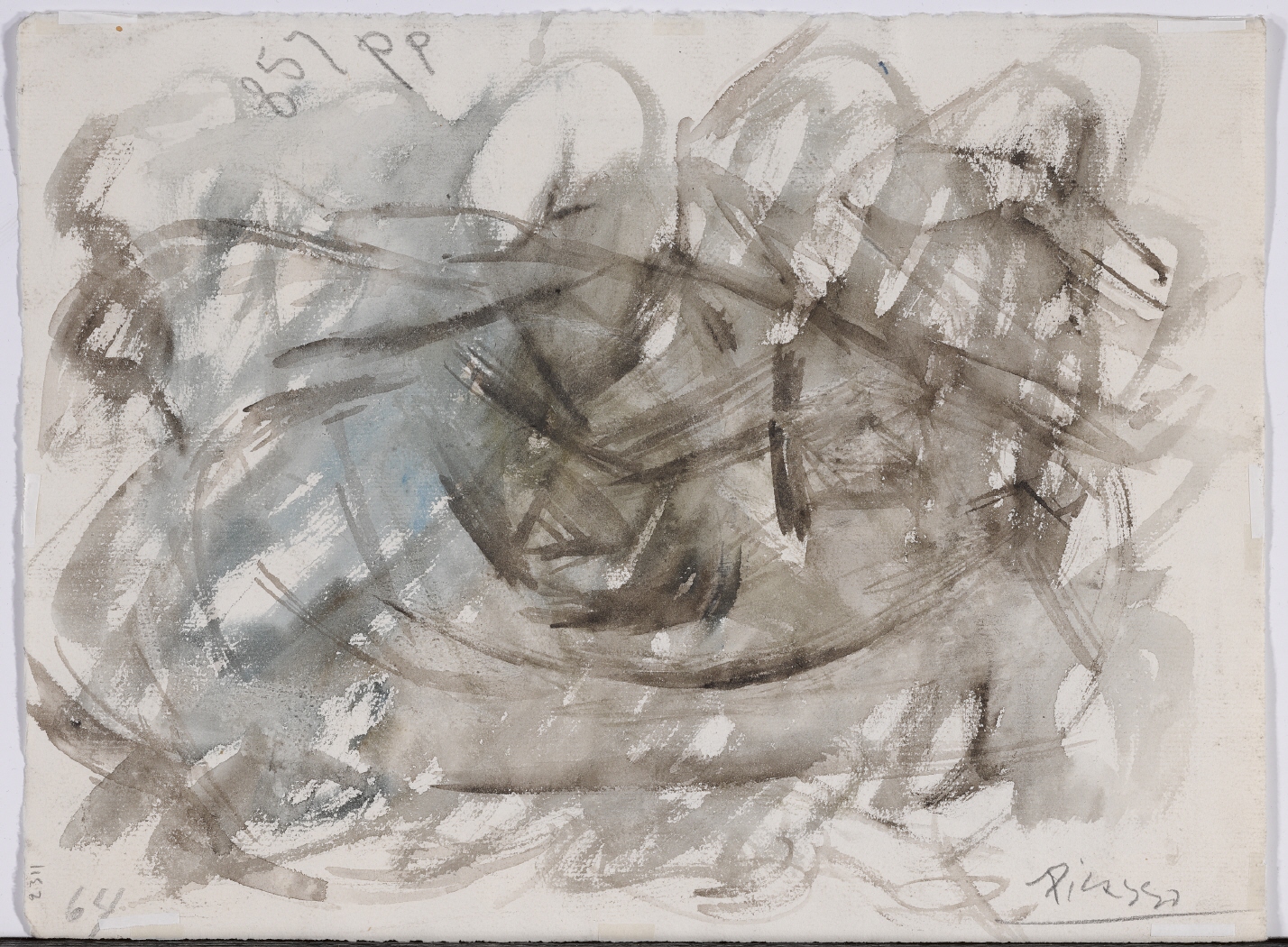 Trois pommes sur un plateau (recto) et Composition abstraite (verso), 1909